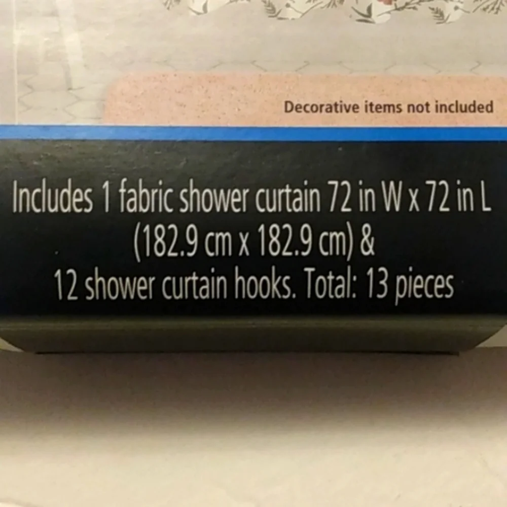 C) Mainstays 13 piece lightweight fabric flower shower curtain with hooks